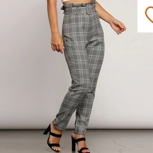 Windsor Paper Bag Plaid Tapered Pants